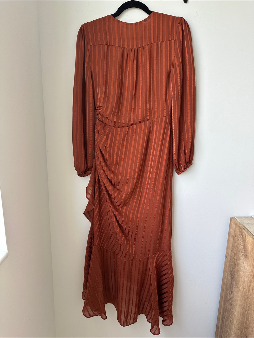 Astr Rust High-Low Wrap Dress with Ruffle Detail - Picture 5 of 5